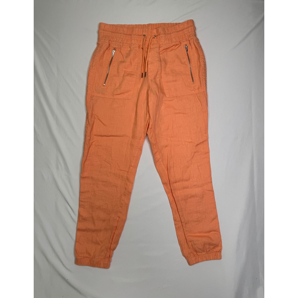 Athleta Cabo Linen Jogger Orange Pants Womens Size 6 Vacation Beach
